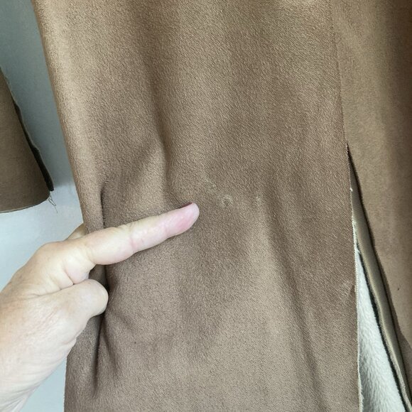 VTG Suede Leather Coat Equestrian Long Jacket MIDI Western Boho Hippie Fits 38” - Picture 12 of 16